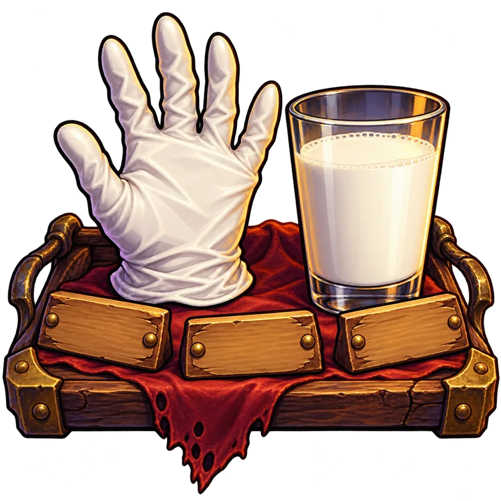 Glove, milk and player places ready for the challenge